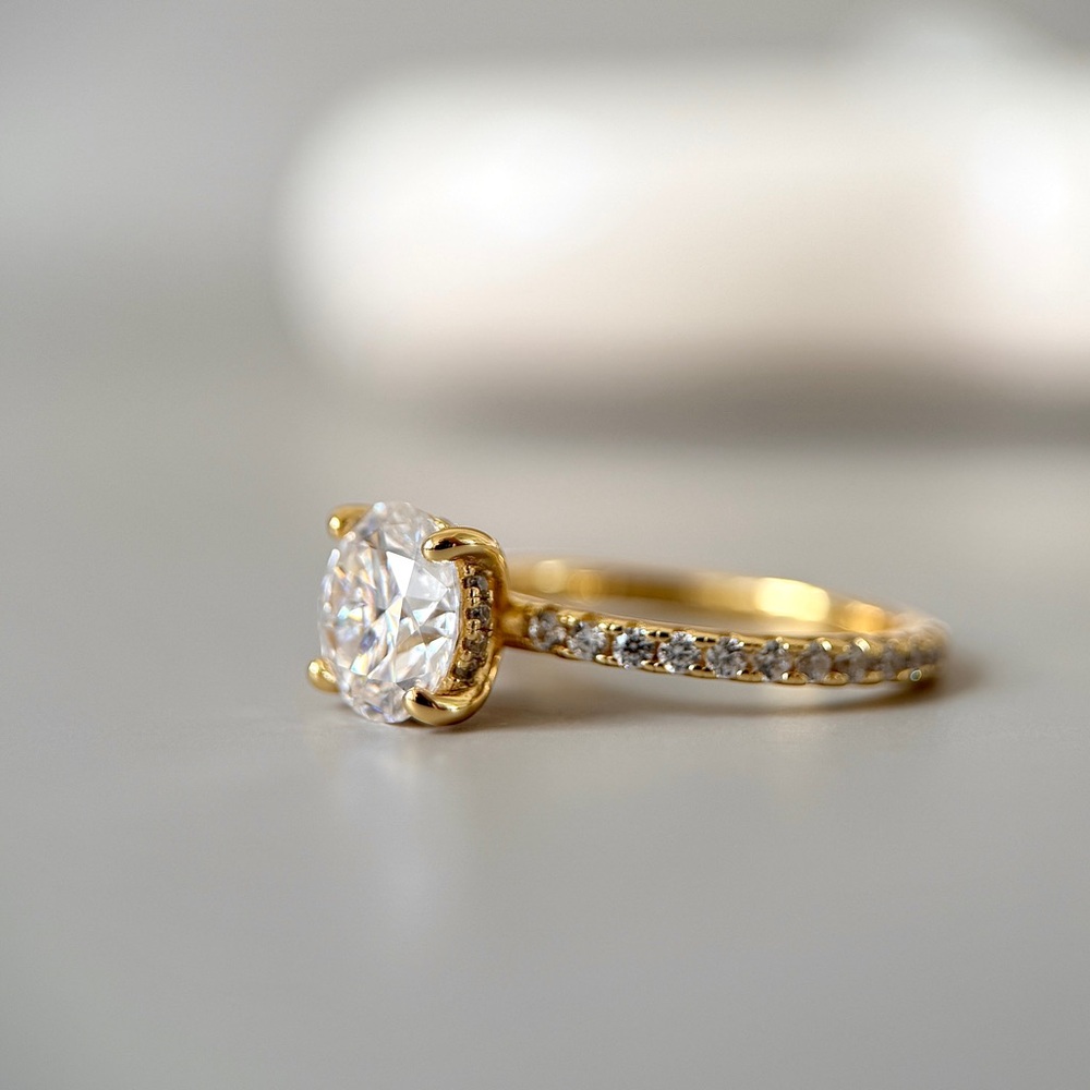 2ct S925 Moissanite Ring Hidden Halo Engagement Ring Sterling Silver 14k Plated - Picture 4 of 10